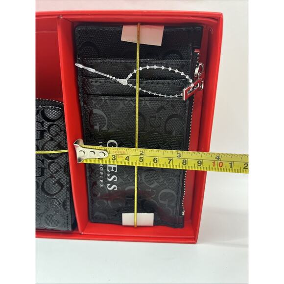 Guess Cocoa Signature Logo BLACK Wallet With ID Card Case Set La Rosa SLG RARE - Picture 10 of 11